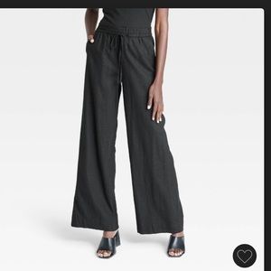 NWT black linen drawstring pants